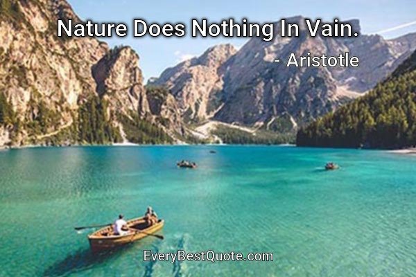 Nature Does Nothing In Vain. - Aristotle