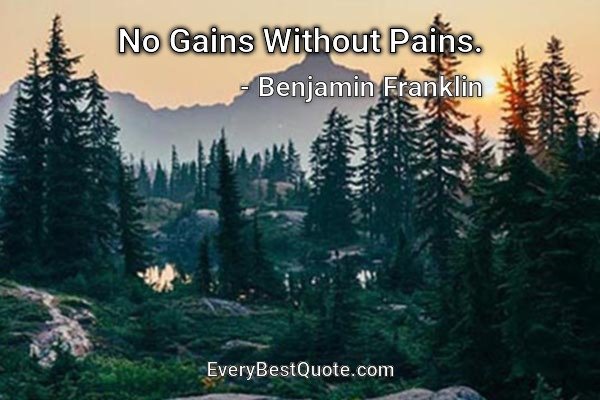 No Gains Without Pains. - Benjamin Franklin