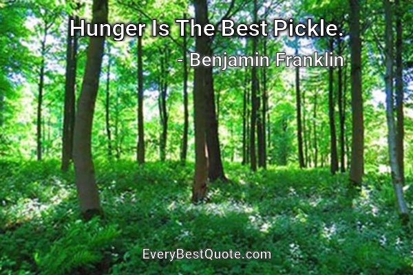 Hunger Is The Best Pickle. - Benjamin Franklin