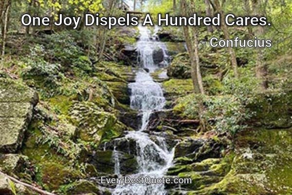 One Joy Dispels A Hundred Cares. - Confucius