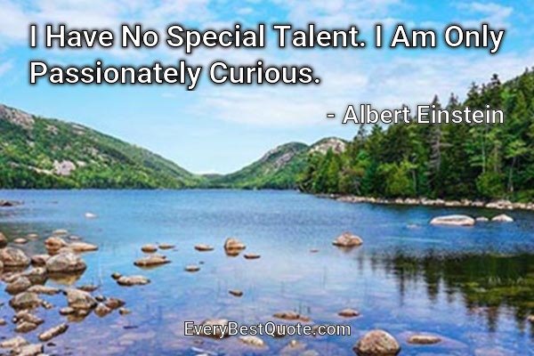 I Have No Special Talent. I Am Only Passionately Curious. - Albert Einstein