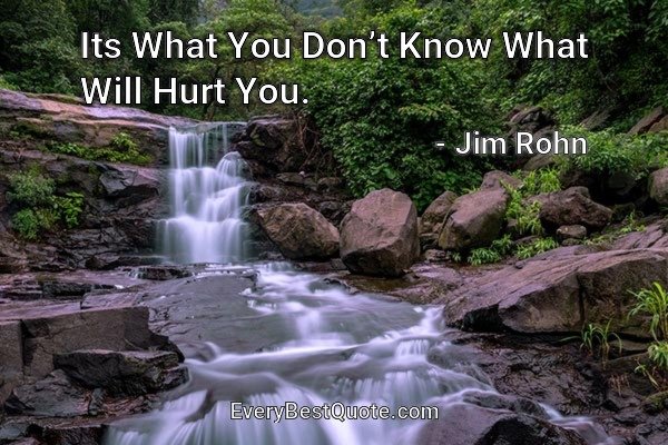 Its What You Don’t Know What Will Hurt You. - Jim Rohn