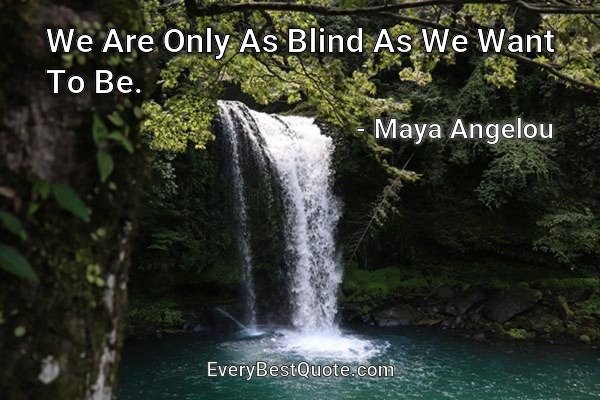 We Are Only As Blind As We Want To Be. - Maya Angelou