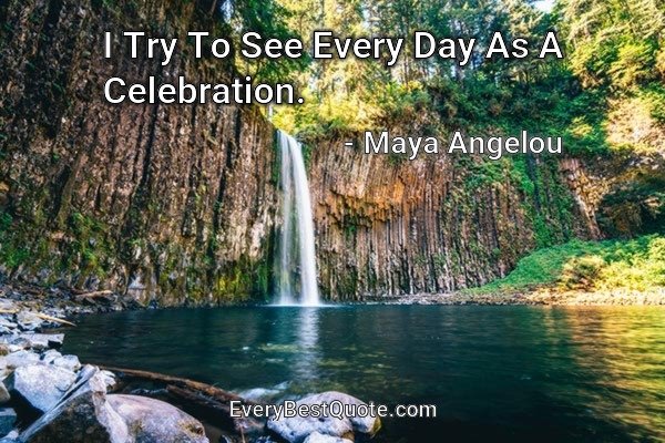 I Try To See Every Day As A Celebration. - Maya Angelou