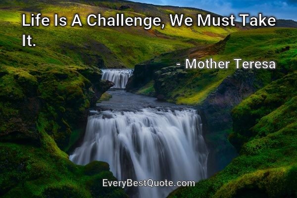 Life Is A Challenge, We Must Take It. - Mother Teresa
