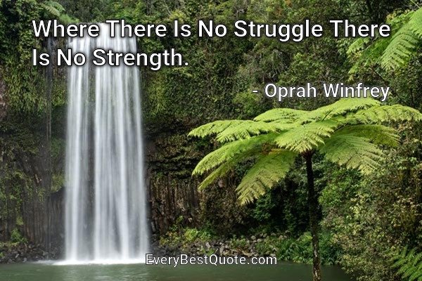 Where There Is No Struggle There Is No Strength. - Oprah Winfrey