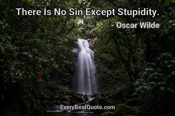 There Is No Sin Except Stupidity. - Oscar Wilde