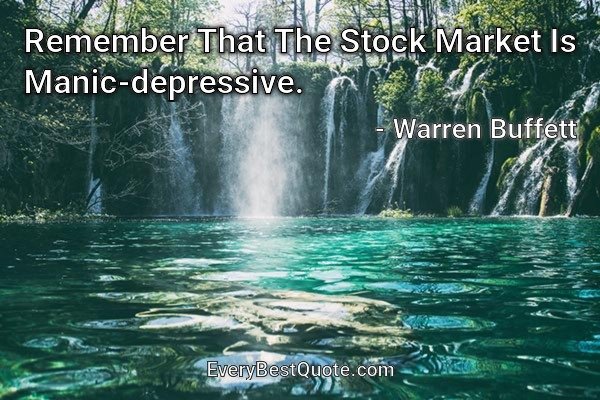 Remember That The Stock Market Is Manic-depressive. - Warren Buffett
